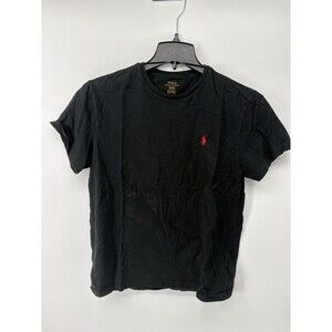 Polo Ralph Lauren Men Medium Black T-Shirt Classic Fit Crew Neck Red Logo Preppy